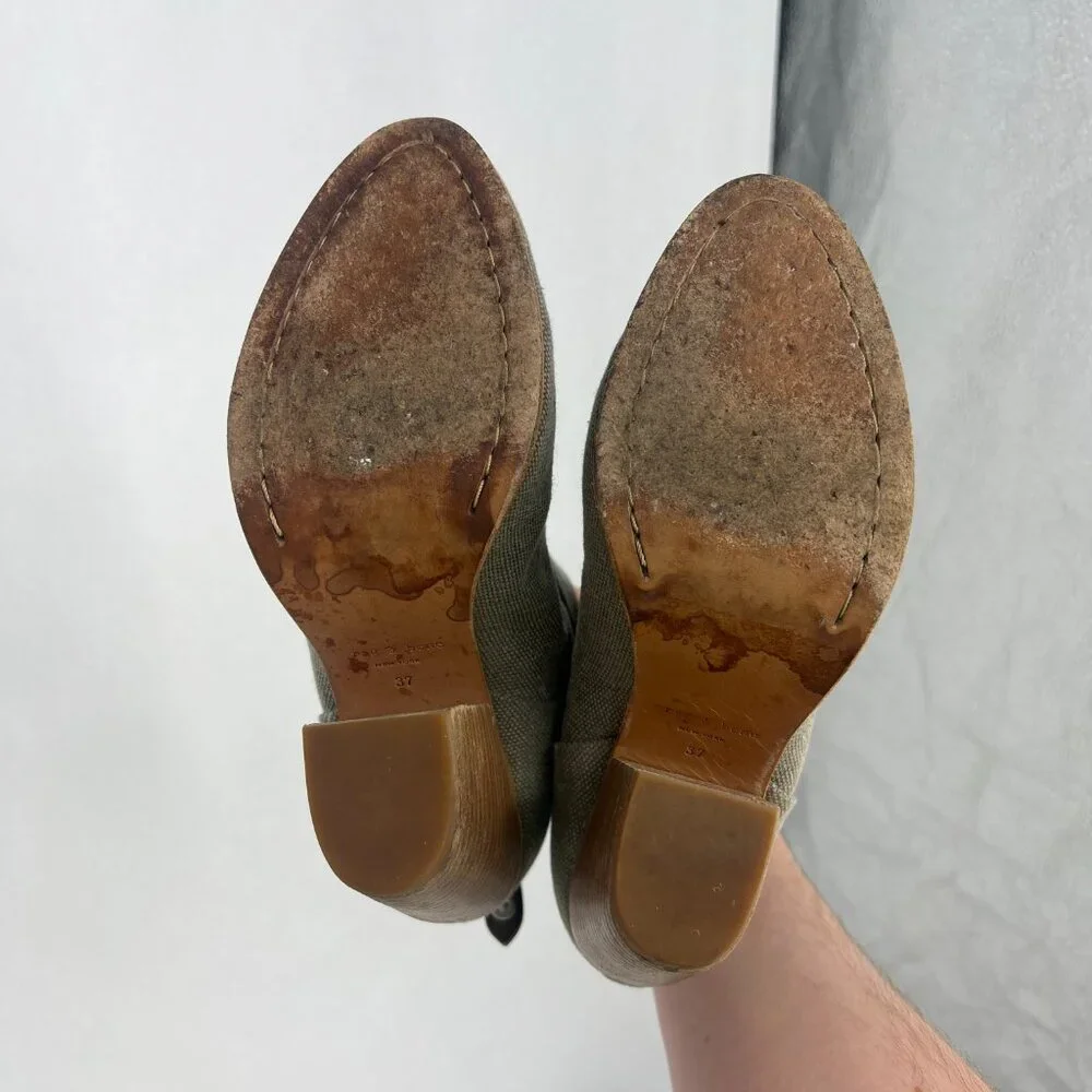 rag & bone Olive Green Canvas Ankle Booties